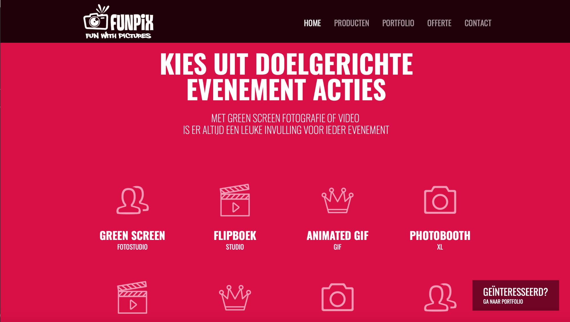 Pagina van website Funpix