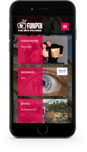Smartphone met pagina website Funpix