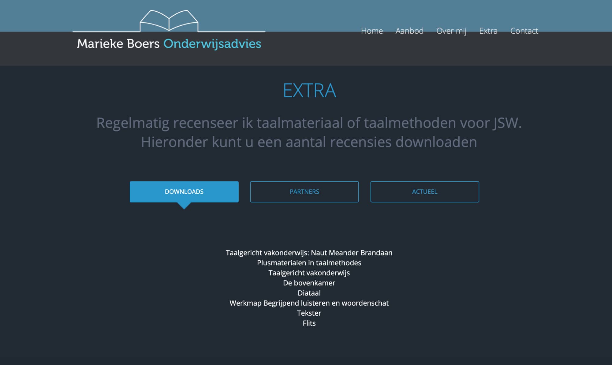 Website pagina van ZZP-er voor onderwijsadvies